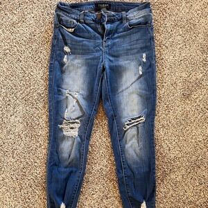 Fuzjeans Women's Distressed Skinny Jeans - Dark Blue